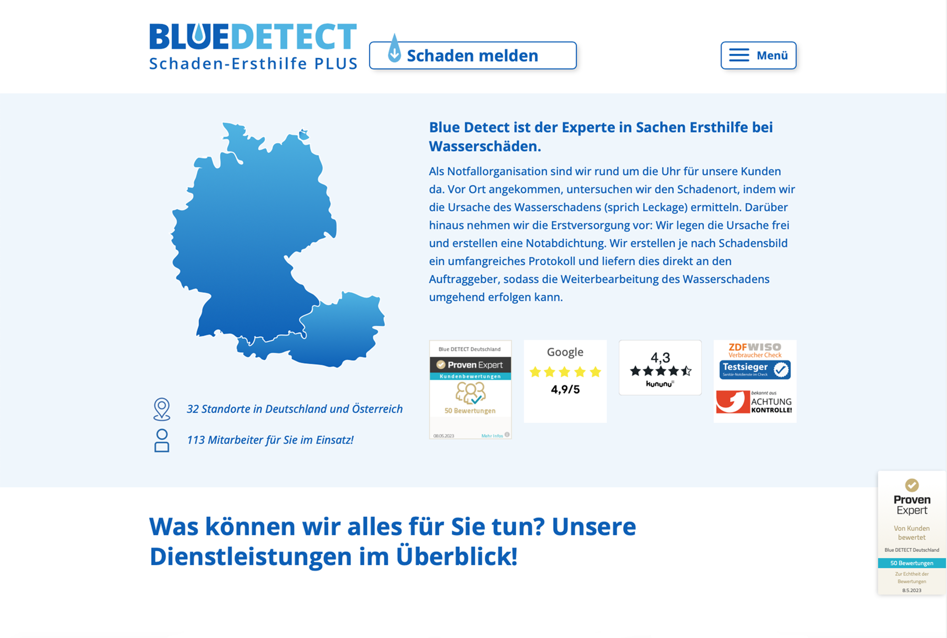 Blue Detect, Leckortung